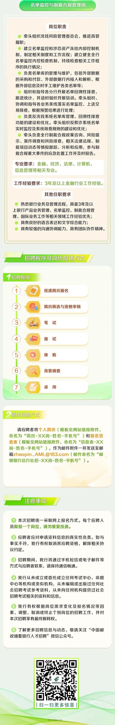 行業(yè)招聘 - 中國郵政儲蓄銀行2024年總行內(nèi)控合規(guī)部反洗錢中心滾動社會招聘